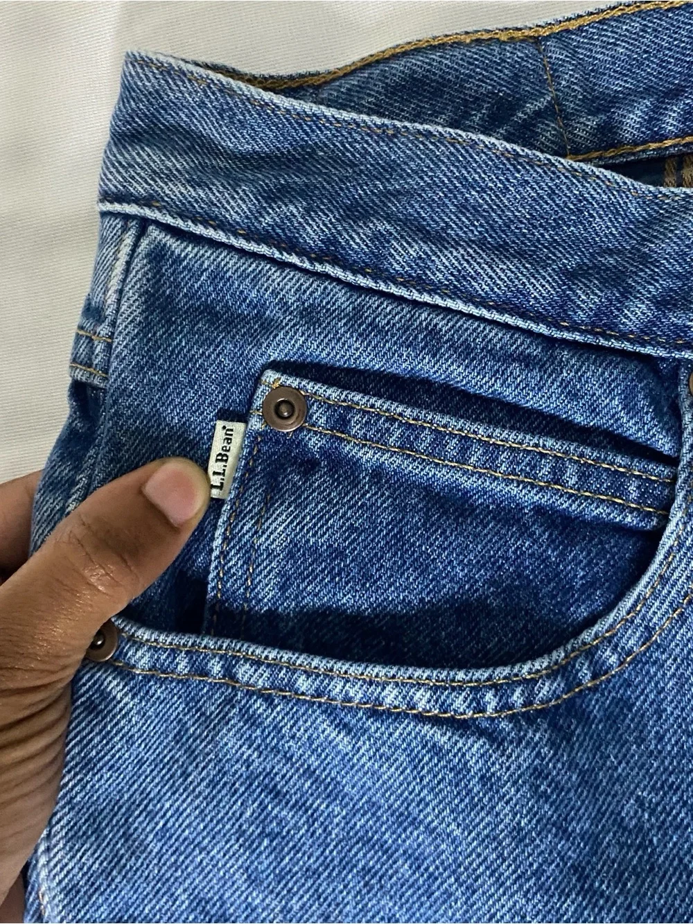LL Bean Flannel Lined Jeans Mens 33x30 Classic Fit Blue Denim Plaid ID 100220
